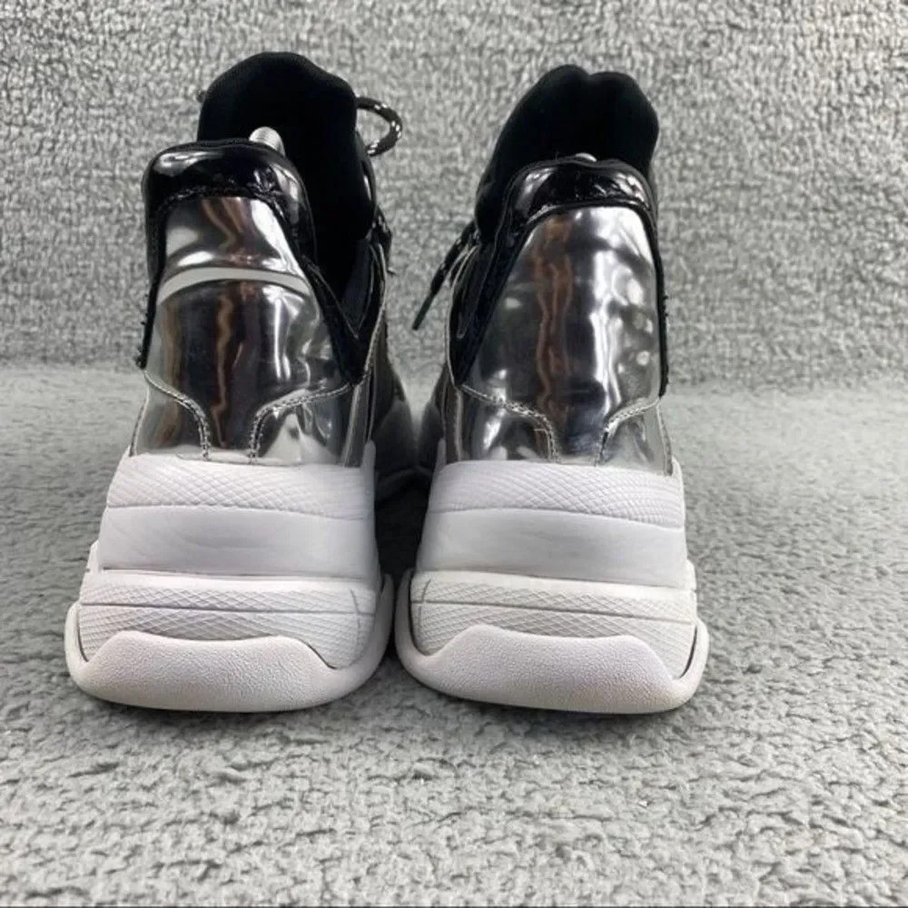 Jeffrey campbell sneakers Metallic Luxembourg Leather Lace Up Chunky Size 8 Gray - Picture 10 of 16